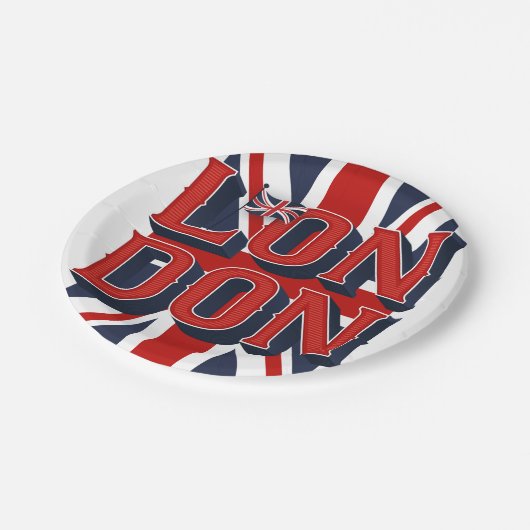 Londense Borden met vlagpapier Papieren Bordje (Gekanteld)