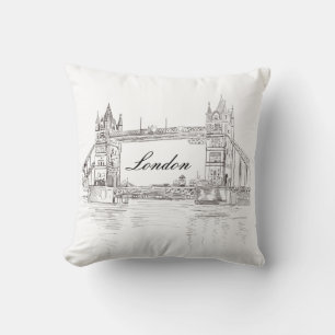 Londense Bridge Gray Ink architecturale illustrati Kussen
