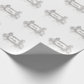 Londense Bridge grijs getint tekenpatroon Cadeaupapier (Hoek)