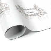 Londense Bridge grijs getint tekenpatroon Cadeaupapier (Rol Hoek)