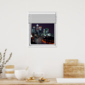 Londense City Uitzicht fake window met Blinds Poster (Keuken)