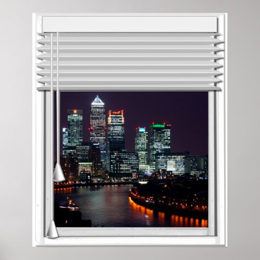 Londense City Uitzicht fake window met Blinds Poster (Voorkant)