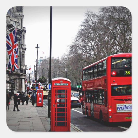 Londense cityscape vierkante sticker (Voorkant)