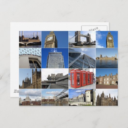 Londense collage briefkaart (Voorkant / Achterkant)