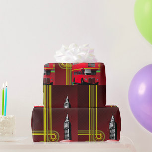 Londense dubbeldekkerbus en Big Ben Cadeaupapier