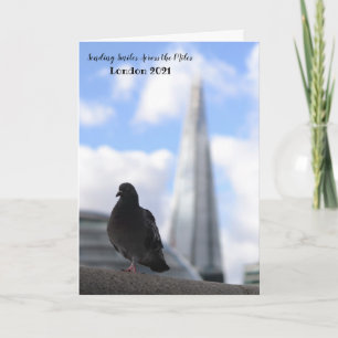 Londense duif met Uitzicht van de Shard in Achterg Kaart
