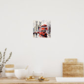 Londense iconische rode dubbeldeksbussen, (F) Poster (Keuken)