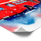 Londense iconische rode dubbeldeksbussen, (J) Poster (Hoek)