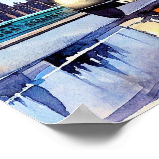 Londense iconische zwarte taxi's, b) poster (Hoek)