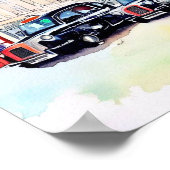 Londense iconische zwarte taxi's, (E) Poster (Hoek)