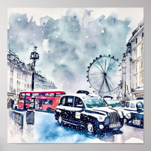Londense iconische zwarte taxi's, (F) Poster