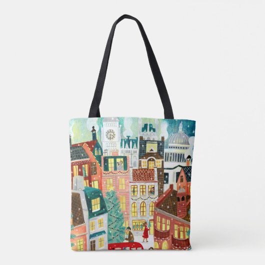 Londense kerststad tote bag (Achterkant)