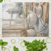 Londense keuken aquarel met Tower Bridge Theedoek (Gevouwen)
