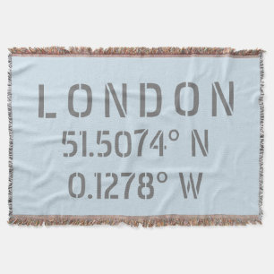 Londense Latitude Longitude Throw Blanket Deken