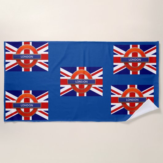 Londense metro/Britse vlag Strandlaken (Voorkant)