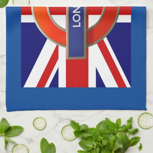 Londense metro/Britse vlag Theedoek (Gevouwen)