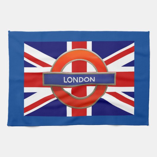 Londense metro/Britse vlag Theedoek (Horizontaal)