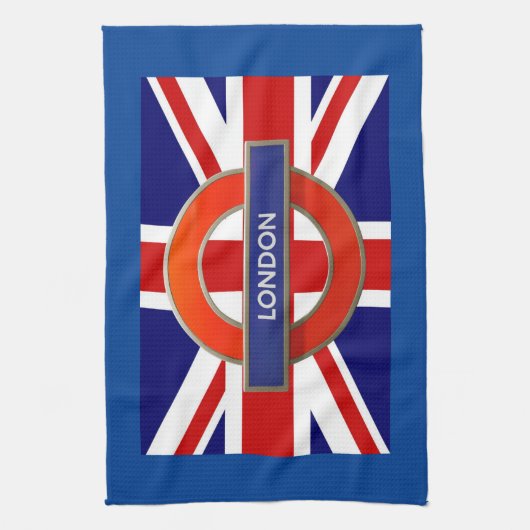 Londense metro/Britse vlag Theedoek (Verticaal)