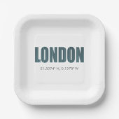 Londense papieren borden (lengte- en breedtegraad) papieren bordje (Voorkant)