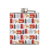 Londense pictogrammen en Corgi Collage Pattern Heupfles (Achterkant)