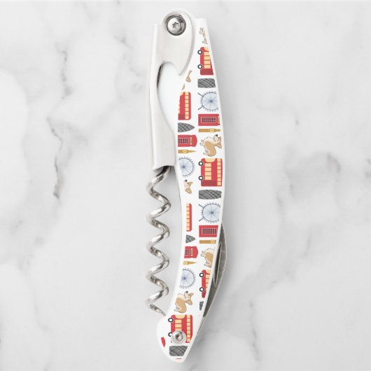 Londense pictogrammen en Corgi Collage Pattern Kurkentrekker (Voorkant)