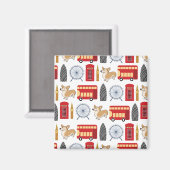 Londense pictogrammen en Corgi Collage Pattern Magneet (Voorkant / Achterkant)