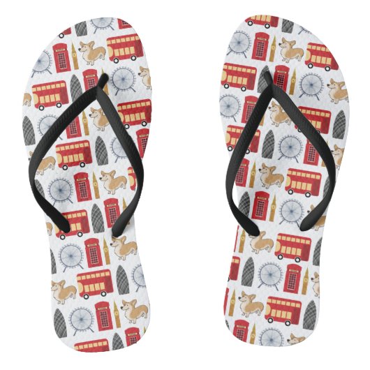 Londense pictogrammen en landmarks Pattern Teenslippers (Voetbed)