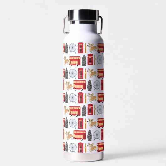 Londense pictogrammen en landmarks Pattern Waterfles (Voorkant)