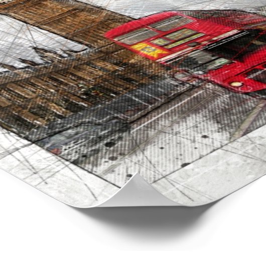 Londense rode bus en big ben Poster (Hoek)