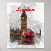 Londense rode bus en big ben Poster (Voorkant)