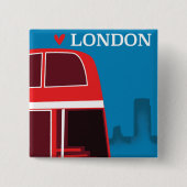 Londense Rode Bus Vierkante Button 5,1 Cm (Voorkant)