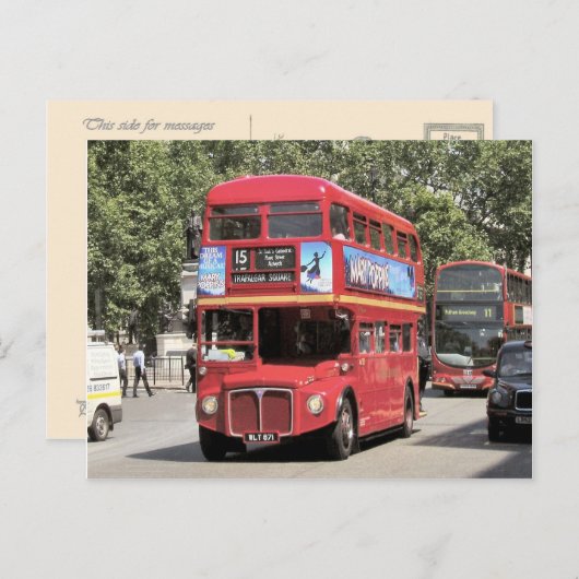 Londense rode doubledecker-bus in het Victoriagebi Briefkaart (Voorkant / Achterkant)