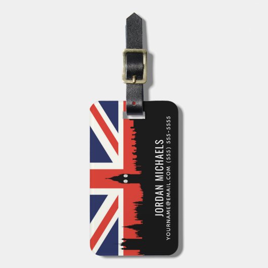 Londense Silhouet | De Britse Vlag Bagagelabel (Voorkant verticaal)
