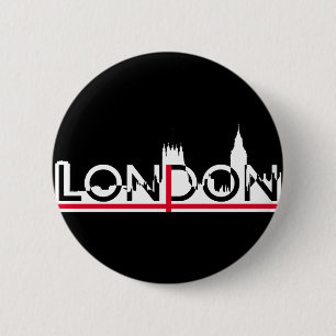 Londense silhouette en Engelse vlag Ronde Button 5,7 Cm