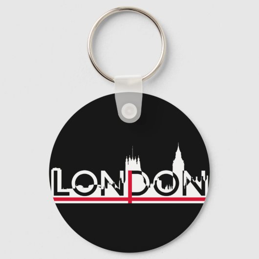 Londense silhouette en Engelse vlag Sleutelhanger (Voorkant)