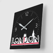 Londense silhouette en Engelse vlag Vierkante Klok (Hoek)