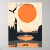 Londense Silhouetten - Big Ben bij Zonsondergang Poster (Voorkant)