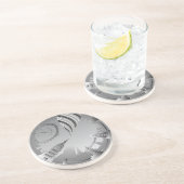 Londense skyline in een cirkel zandsteen onderzetter (Zijkant)