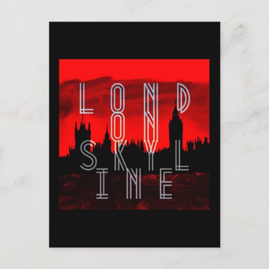 Londense skyline rood zwart briefkaart (Voorkant)