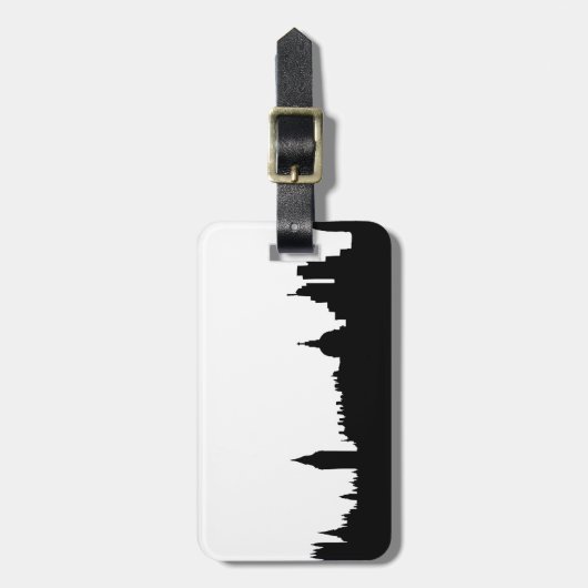 Londense skyline silhouette cityscape bagagelabel (Voorkant verticaal)