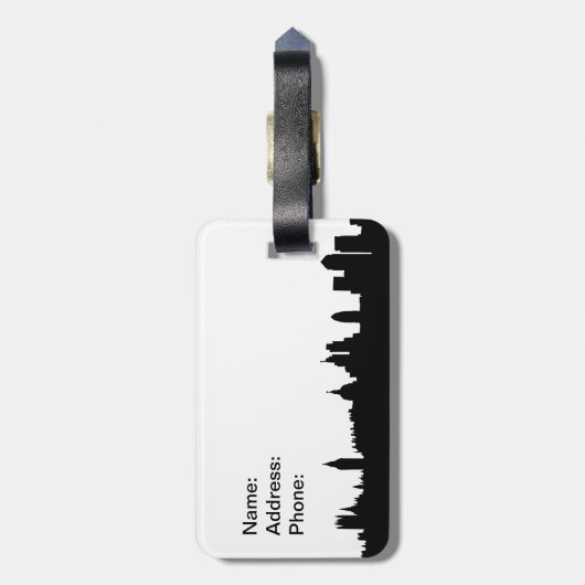 Londense skyline silhouette cityscape bagagelabel (Achterkant verticaal)