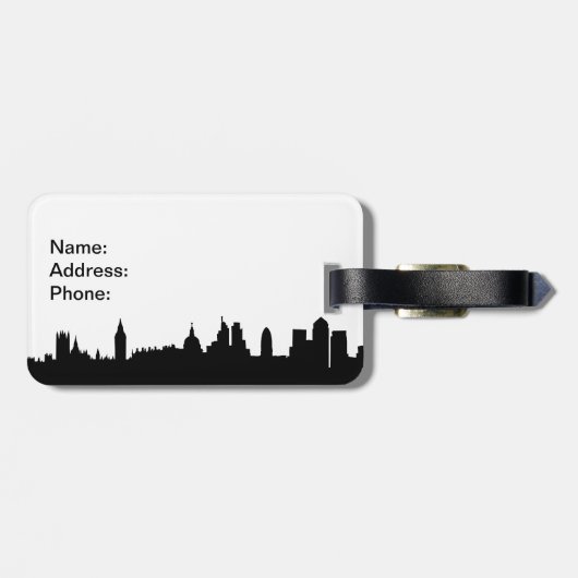 Londense skyline silhouette cityscape bagagelabel (Achterkant horizontaal)