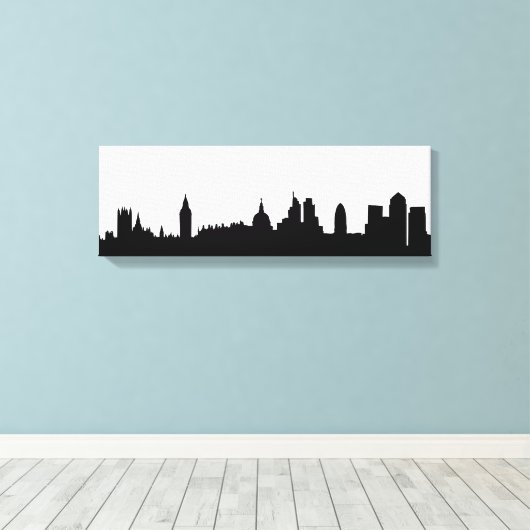 Londense skyline silhouette cityscape canvas afdruk (Insitu (Houten vloer))