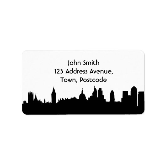 Londense skyline silhouette cityscape etiket (Voorkant)