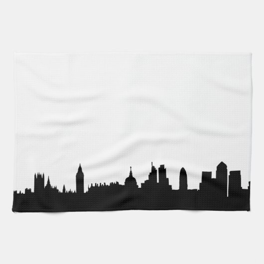 Londense skyline silhouette cityscape theedoek (Horizontaal)