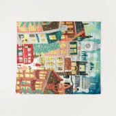 Londense stad in de sneeuwkerstillustratie wandkleed (Voorkant (horizontaal))