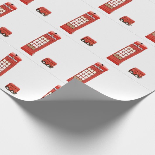 Londense telefooncel rode dubbeldeksbus cadeaupapier (Hoek)