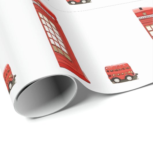 Londense telefooncel rode dubbeldeksbus cadeaupapier (Rol Hoek)