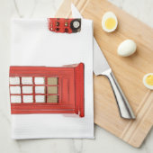 Londense telefooncel rode dubbeldeksbus theedoek (Quarter Fold)