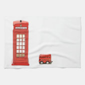 Londense telefooncel rode dubbeldeksbus theedoek (Horizontaal)